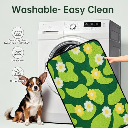 Qeils Reusable Puppy Pads for Small Dogs, Washable Pee Pads with Non-Slip , Absorbent Leakproof Mat for Crates, Playpens, Pet Beds & Whelping, Indoor Potty Training Grass Green, 36"x41", 2 Pack