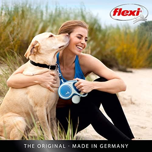 Flexi New Comfort Tape Grey & Blue Large 8m Retractable Dog Leash/Lead for Dogs up to 50kgs/110lbs