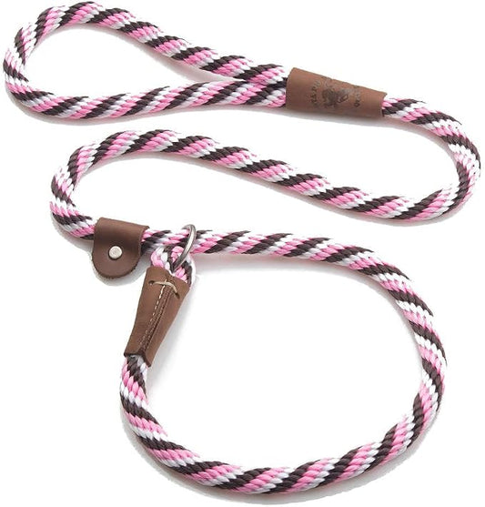 Mendota Pet Slip Leash - Dog Lead and Collar Combo - Made in The USA - Pink Chocolate, 1/2 in x 6 ft - for Large Breeds