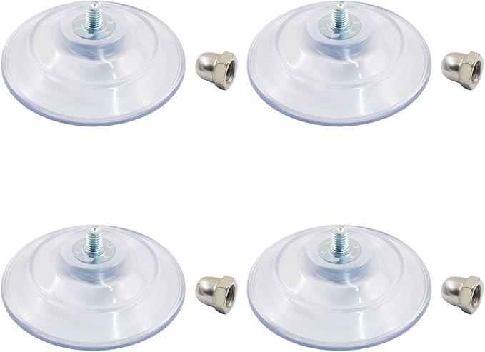 4 Pack Suction Cup Replacement with Screws, 85mm Clear | For Foldable & Cordless Cat Window Perch, Strong Adhesive