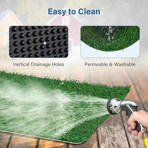 FluffyDream Dog Grass Pad with Tray, 20"x25" Artificial Grass for Dogs Potty Strong Absorbency Dog Grass Pad with Tray, Litter Box Training Pad