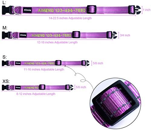 Personalized Dog Collar Adjustable Dog Collar Fadeproof Custom Embroidered with Pet Name and Phone Number, 11 Thread Color Options for Boy and Girl Dogs