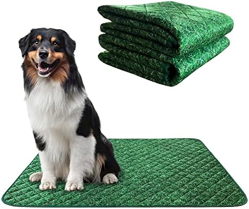 PawLyfe Reusable Pee Pads for Dogs - 2 Pack, 30" x 36" Washable Puppy Pads with Grass Print - Waterproof Dog Training Pee Mats - Non-Slip - Large Pet Pads for Indoors - Quilted Whelping Pads for Home