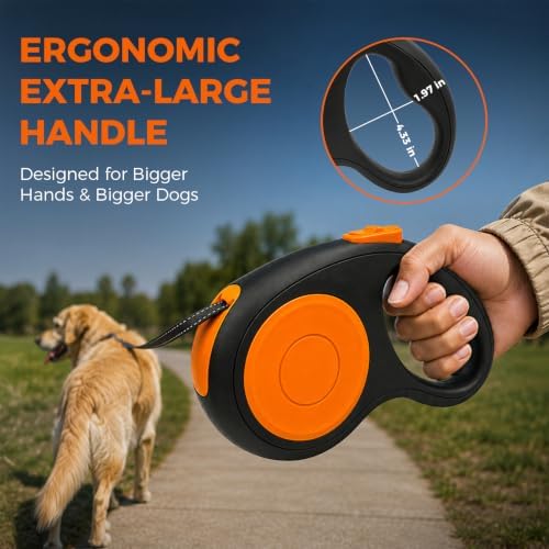 Sevy Stretch 26FT Retractable Dog Leash for Large Dogs up to 100lbs, Pause