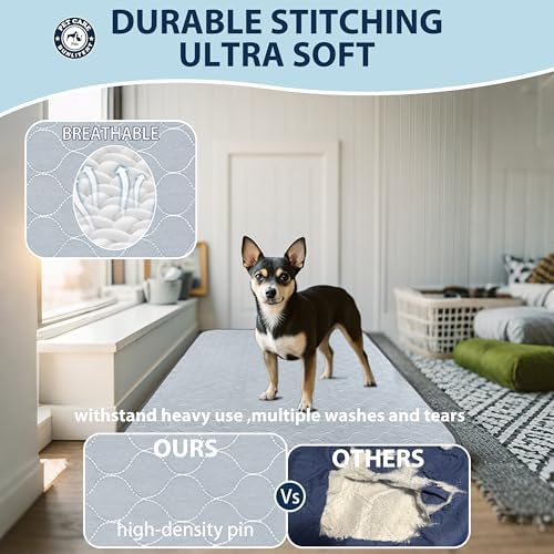 Washable Pee Pads for Dogs, Reusable Puppy Pads 36x72, 3 Pack, White Grey