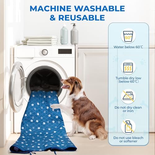 Fostanfly Washable Pee Pads for Dogs, Ultra-Absorbent, 2 Pack 36"x41" Blue