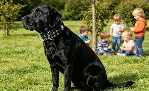 4-Layer Nylon Dog Collar,Heavy Duty for Large Dogs,Black L