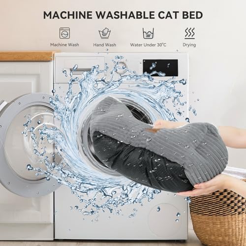 Zerbuger 20in Grey Rectangle Cat Dog Bed Machine Washable Sleeping Sofa