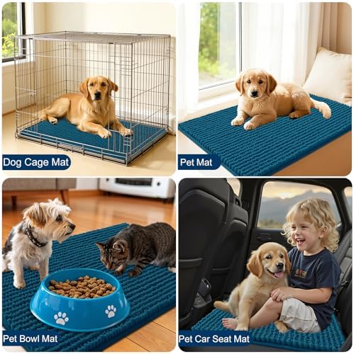 OLANLY Dog Door Mat for Muddy Paws 47x24, Extra Absorbent Chenille Mud Mat
