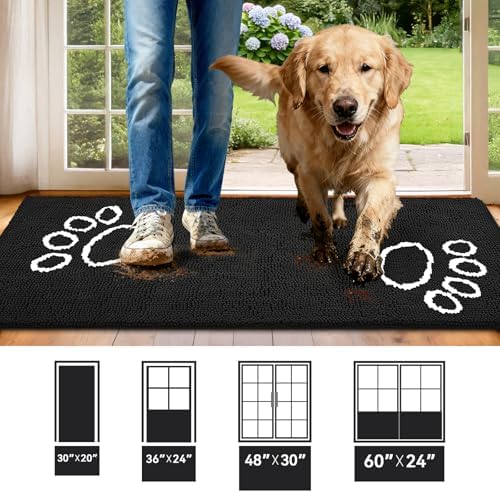 Bcoimo Super Absorbent Dog Door Mat, 60"*24" Anti Slip Mat for Muddy Paws