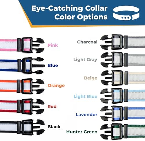 GoTags Reflective Personalized Dog Collar, Custom Embroidered Safety Collar
