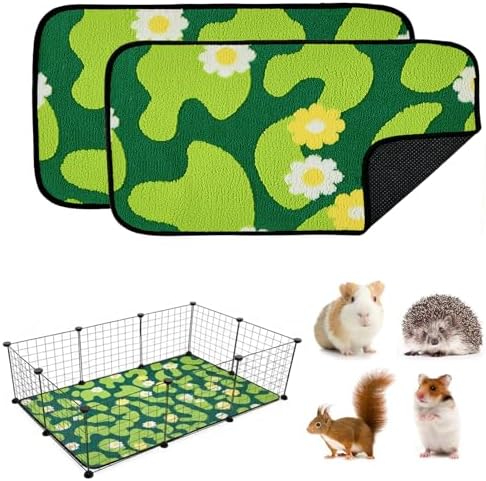 Qeils Reusable Puppy Pads for Small Dogs, Washable Pee Pads with Non-Slip , Absorbent Leakproof Mat for Crates, Playpens, Pet Beds & Whelping, Indoor Potty Training Grass Green, 24"x48", 2 Pack