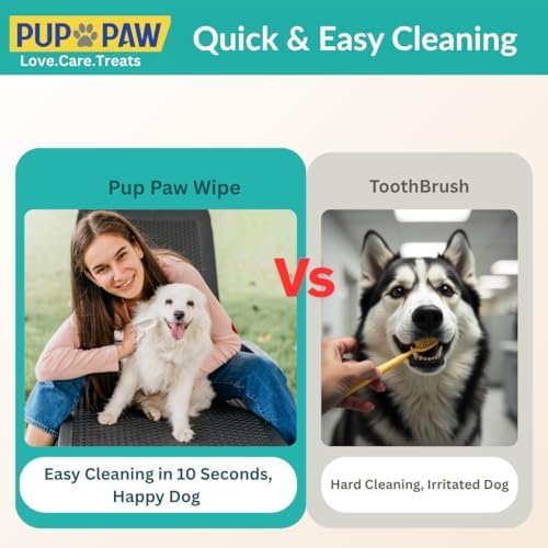 Vet Recommended Dog & Cat Dental Wipes - Freshens Breath - Easy Daily Oral Care - Dog Tooth Brushing Kit - Dental Finger Wipes for Pets - 50 Count