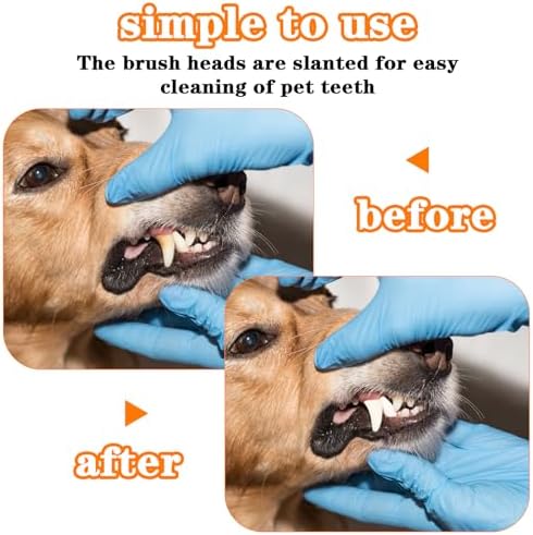 300Pcs Dog Toothbrushes Bulk Dual Headed Dog Teeth Long Handle Plastic Brush Tooth Brush for Large Small Dogs Cats Puppy Teeth Cleaning Dental Care Supplies 10 Colors+