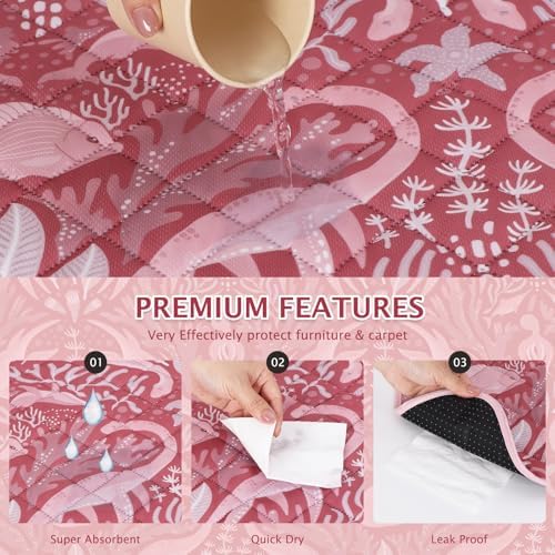 BVAGSS Washable Pee Pads for Dogs, 2 Pack Reusable Leakproof Puppy Wee Wee Pad, Non-Slip Waterproof Pet Training Pads, Super Absorbent Whelping Pads XH081 (Dino Pink, 36X24 Inch (Pack of 2))