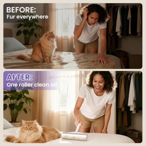 DELOMO 9.45” Large Lint Roller for Pet Hair, Long & Short Handles, 2 Packs
