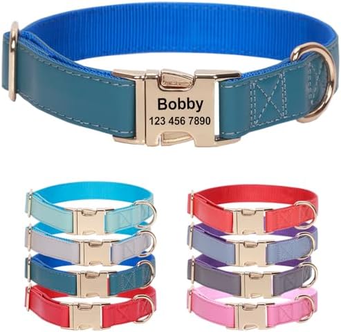 Microfiber Leather Nylon Personalized Dog Collars with Name