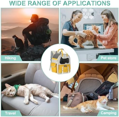 Cat Pet Backpack Carrier Yellow 12"x8"x14" Travel Bag