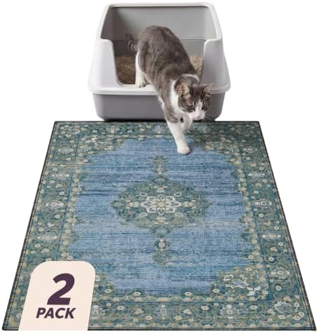 Lovewag Cat Litter Mat, Litter Box Mat, Blue Hazel, 36x48, 2 Pack