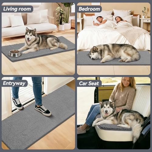 Bcoimo Super Absorbent Dog Door Mat, 60"*24" Anti Slip Mat for Muddy Paws