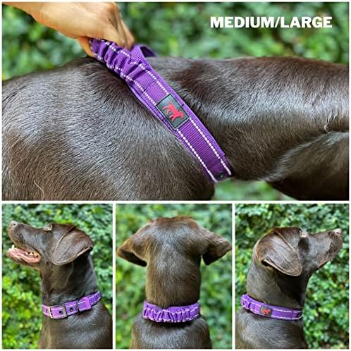 Tuff Pupper Heavy Duty Dog Collar with Handle | Ballistic Nylon Heavy Duty Collar | Padded Reflective Dog Collar with Adjustable Stainless Steel Hardware | Convenient Sizing for All Breeds