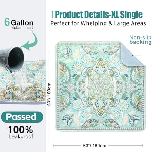 Extra Large Reusable Pee Pads for Dogs 63" x 63", XL Reusable Whelping Mat, Massive Waterproof Puppy Training Pad for Large Rug Protection & Playpens, Non-Slip Absorbent Dog Floor Mat