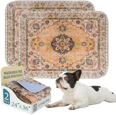 Homimp Washable Pee Pads for Dogs, 2 Pack Reusable Puppy Pads Waterproof, Absorbent and Leakproof Dog Pee Pads, Non Slip Puppy Training Pads, Pet Mat for Floor,Crate,Couch,Whelping,Khaki, 24"x36"
