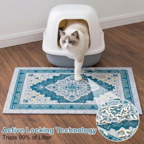 Glittme Cat Litter Mat, 24"x15" Non-Slip Washable Trapping Mat for Cats