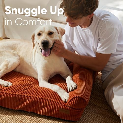 FUKUMARU Dog Couch Bed, Corduroy Cozy Cat Bed, Waterproof, Washable Cover