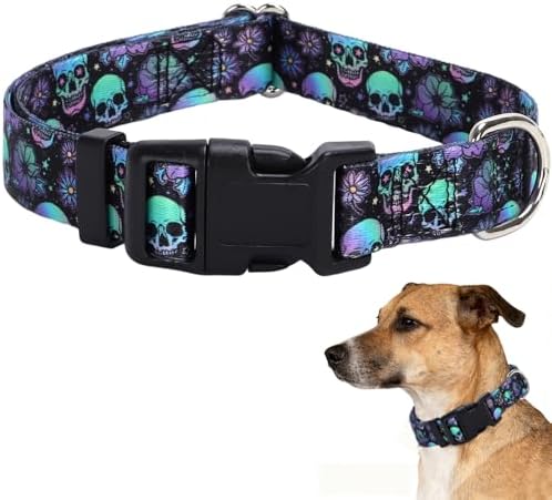 Skull Dog Collars for XL Dogs,Adjustable Comfy Soft Collar Boy Dogs(XL)