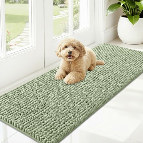 OLANLY Dog Door Mat for Muddy Paws 59x20, Extra Absorbent Chenille Mud Mat