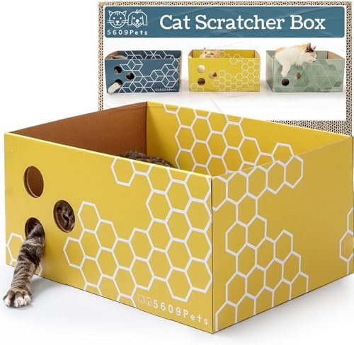 No-Mess Cardboard Cat Scratcher Box - Refillable Double-Sided Scratch Pad
