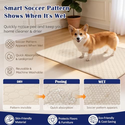 2 Pack Washable Pee Pads for Dogs, 41" x 41", Beige