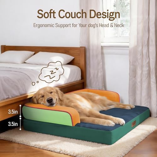 Comfort Expression Washable Dog Bed with Bolster for Medium to Large Dogs