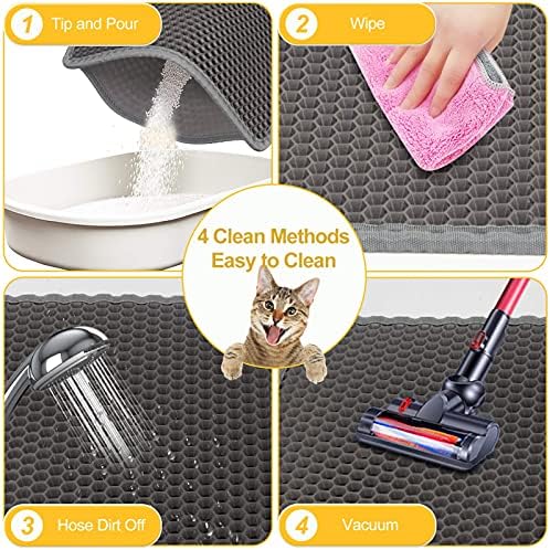 LeToo Cat Litter Mat Large 30 x 24 in No Phthalate Non-Slip Urineproof Grey