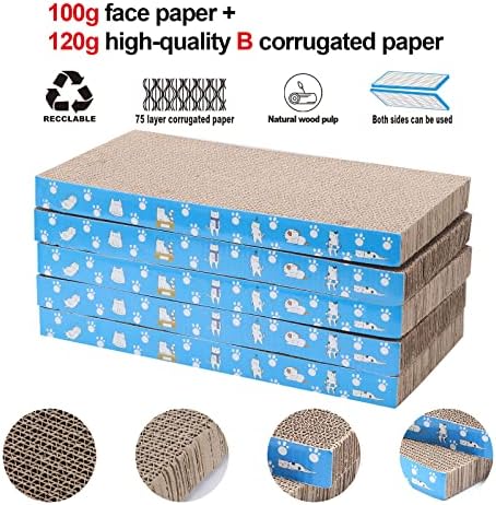5 Packs in 1 Cat Scratch Pad, Cat Scratcher Cardboard,Reversible,Durable Recyclable Cardboard, Premium Scratch, Suitable for Cats to Rest, Grind Claws and Play