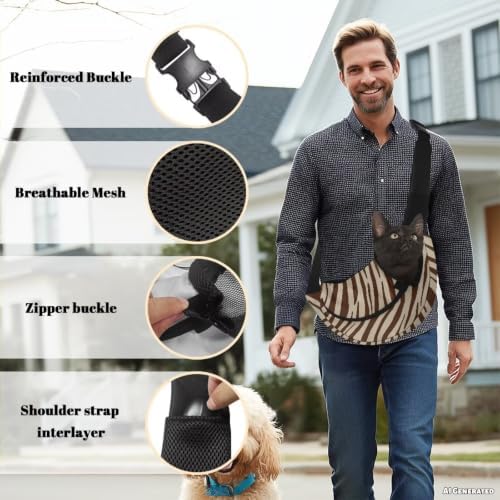 COEQINE Brown Zebra Print Pet Backpack Carrier for Dogs Small Size