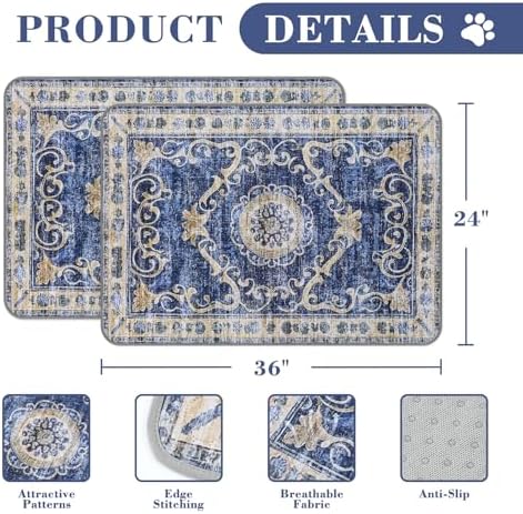 Washable Pee Pads for Dogs, 2 Pack Reusable Puppy Pads Absorbent Training Pads for Dogs Waterproof Dog Mat Non-Slip Whelping Pet Mat (Navy Blue, 36“×24”-2Pack)