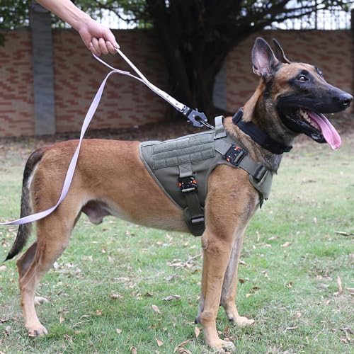 ICEFANG Tactical Dog Harness for Large Dogs,Full Metal Buckles Dog Vest