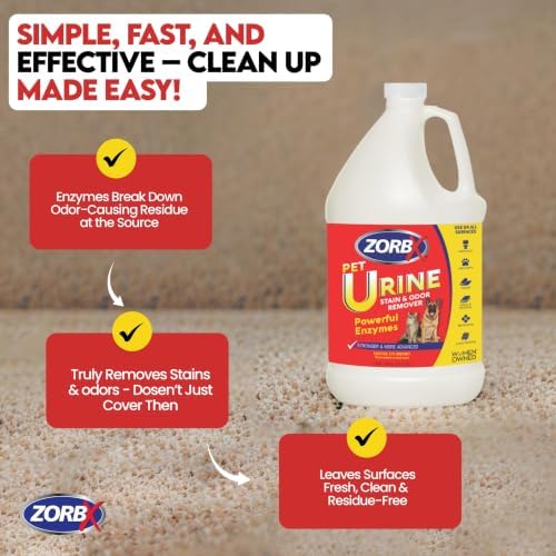 ZORBX Powerful Enzyme Pet Urine Stain & Odor Remover 128 Oz
