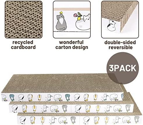 PatiencET Cat Scratcher Cardboard 3 PCS with Catnips
