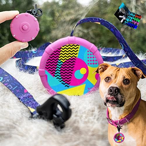 Retro Pink 40" Wearable Mini Adjustable Dog Leash With Free Bonus - Powerful Lightweight Retractable Keychain Clip for Hiking, Training & Adventure - Durable & Comfort Grip for Off Leash Walking