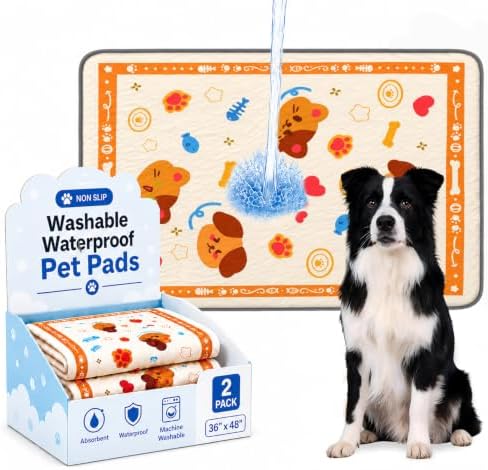 Washable Dog Pee Pads Reusable Puppy Training Pads 2 Pack 36"x48"
