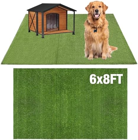 GLOBREEN Extra Large Fake Grass for Dogs Potty, 6 FT X 8 FT Artificial Grass Turf Rug for Puppy Patio Kennel Backyard, Waterproof Easy to Cut