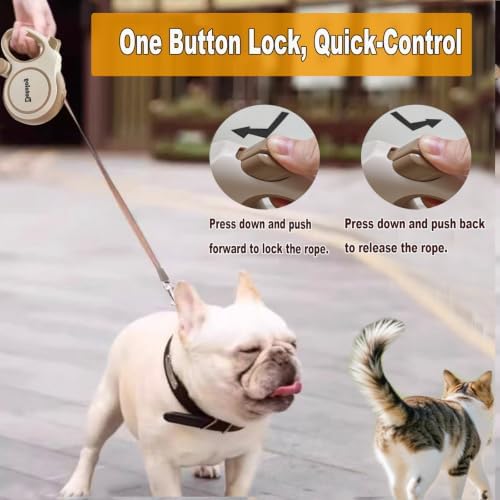 Retractable Dog Leash,16ft Retractable Lead with Bungee Leads for 2 Dogs,Double Leash with Dog Safety Harness Buckle, Extendable Lead 5m for Medium Large Dogs (Coffee Brown, 5m)