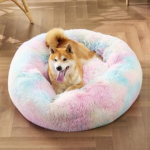 Bedsure Calming Dog Bed Medium Size Dog Donut Washable Pet Bed,30ins