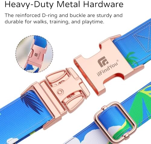 Reflective Dog Collar for Medium Dogs, Artistic Design Hawaii-M