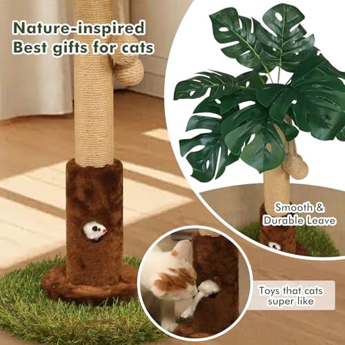 Woochpet 25" Kitten Scratching Post,sisal cat Scratcher Tree with Leaves