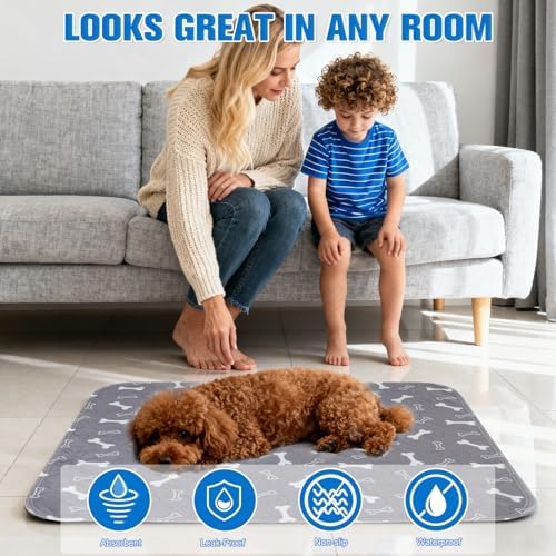 2 Pack Puppy Pee Pads with Pheromones, Washable Puppy Pads for Dogs,Leak-Proof & Anti-Slip,Reusable Absorbent Dog Training Pad for for Playpen,Whelping Box,Potty Training(15.7" × 23.6")