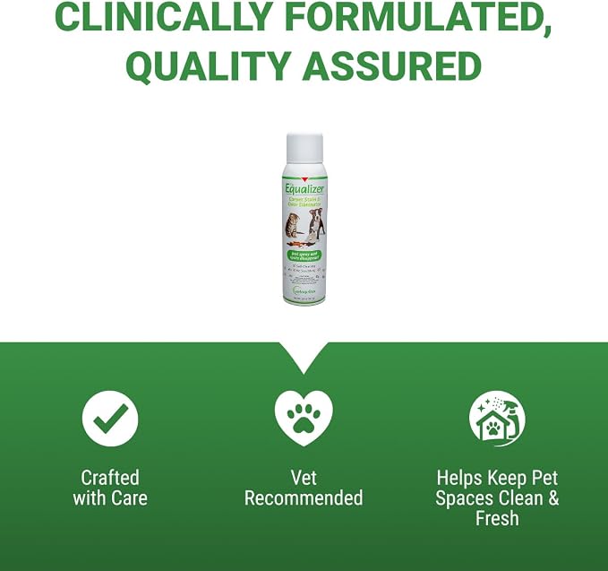Vetoquinol Equalizer - Pet Carpet Cleaner & Stain Remover Support - Aids with Eliminating Odors - Multi-Surface Cleaner for Carpet, Cars & Furniture - Easy-to-Spray Spot Cleaner - 20oz